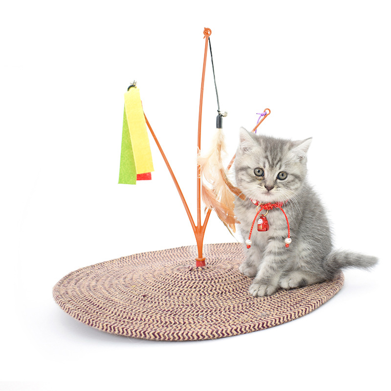 High Quality Small Tree Cat Scratch Post Interactive Feather Wand Cat Teaser Toys