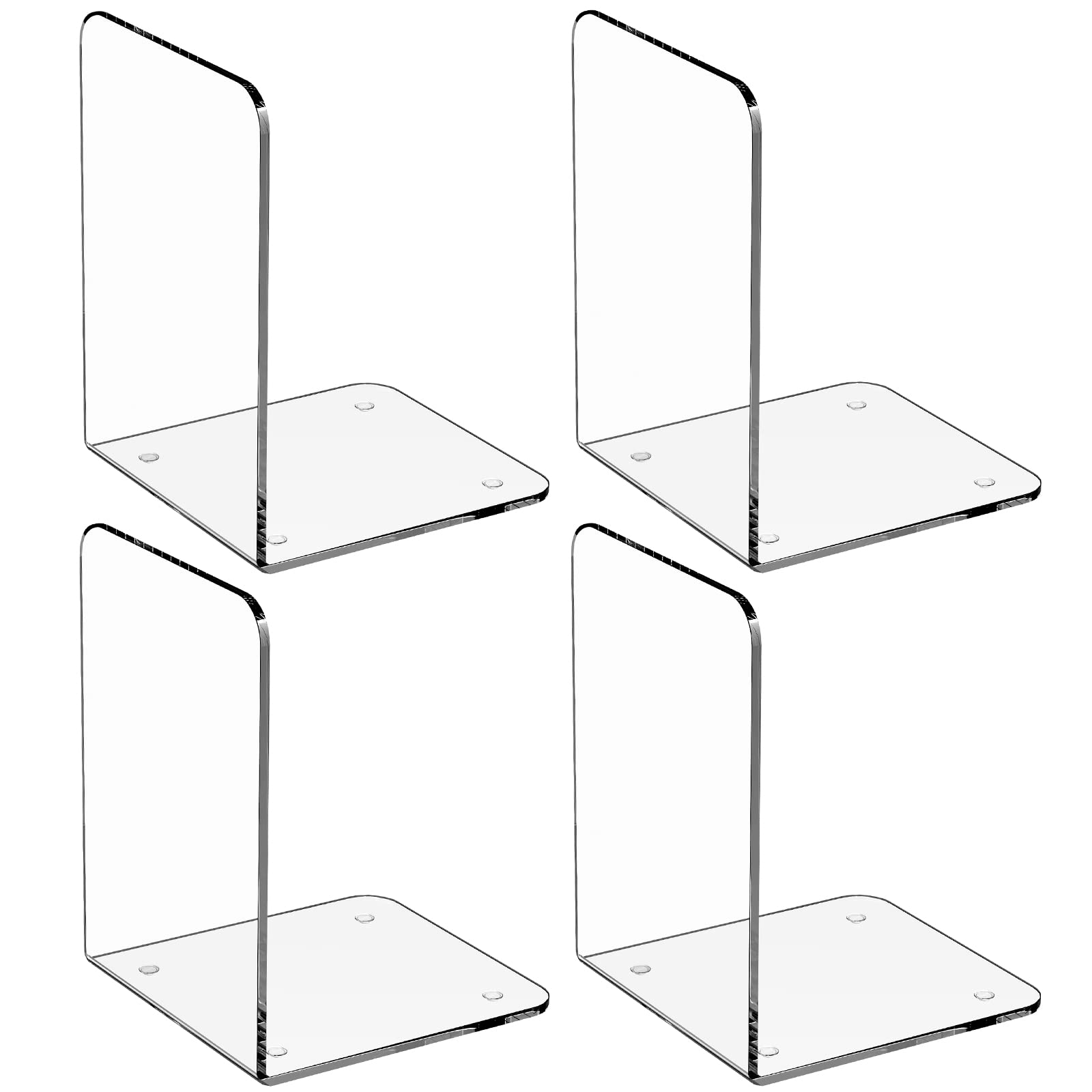Clear Acrylic Non-Skid Bookends Shelves Book Holder Stopper for Books