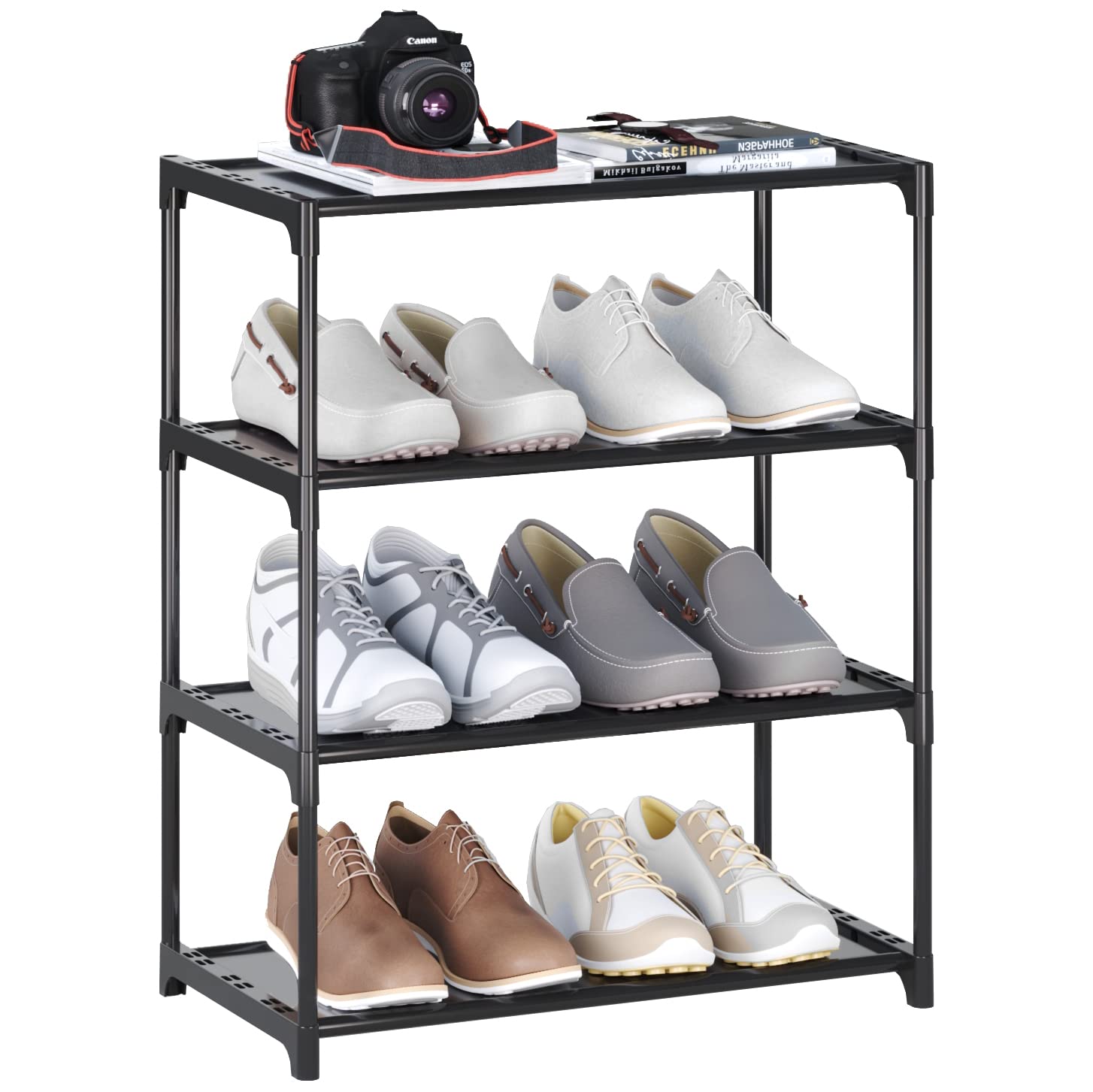 4-Tier Small Shoe Rack Stackable Storage Organizer for Entryway