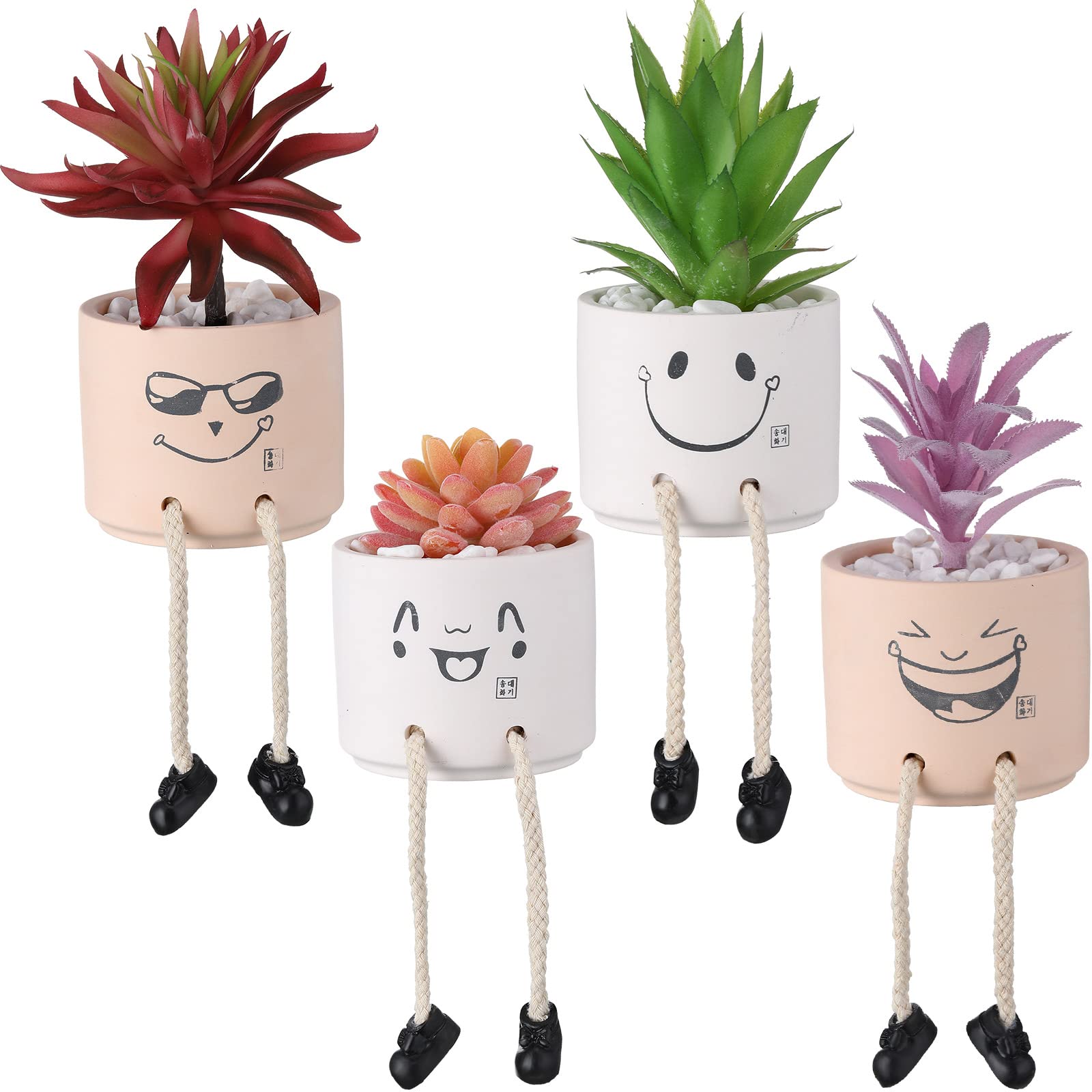 Artificial Succulent Fake Plants Cute Hanging Leg Emotional Potted Home Desk Decor