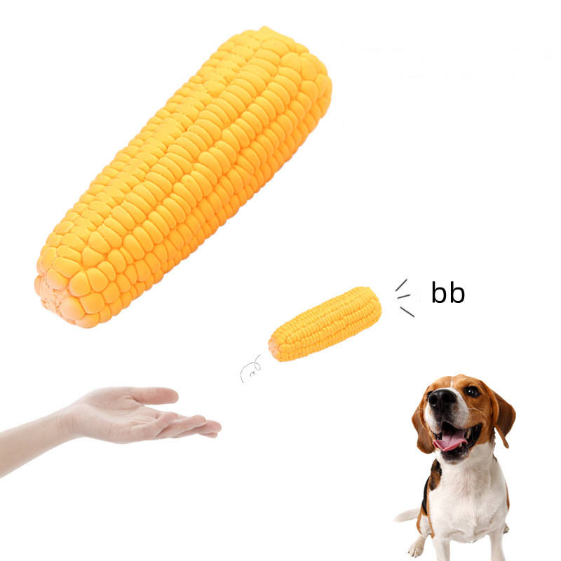 Latex Corn Shape Pet Chew Toys Interactive Dog Squeak Toys 