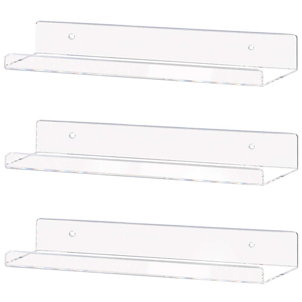 Clear Acrylic Display Shelf Invisible Floating Wall Ledge Bookshelf