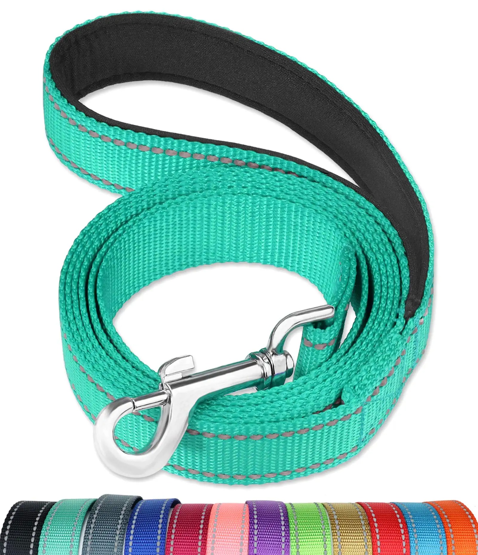 6FT /4FT Reflective Nylon Dog Leash with Soft Padded Handle