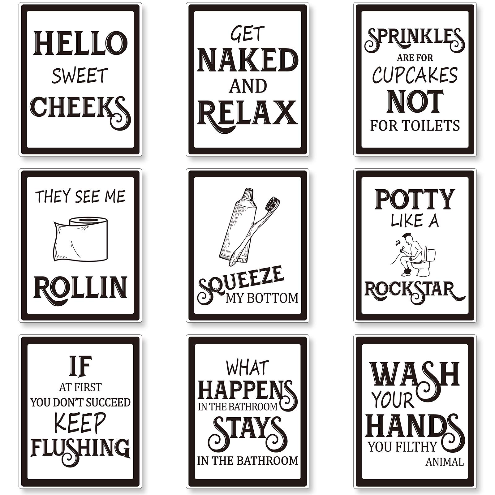 Bathroom Art Prints Home Wall Decor Funny Vintage Sign Sayings Black Font Slogan Poster