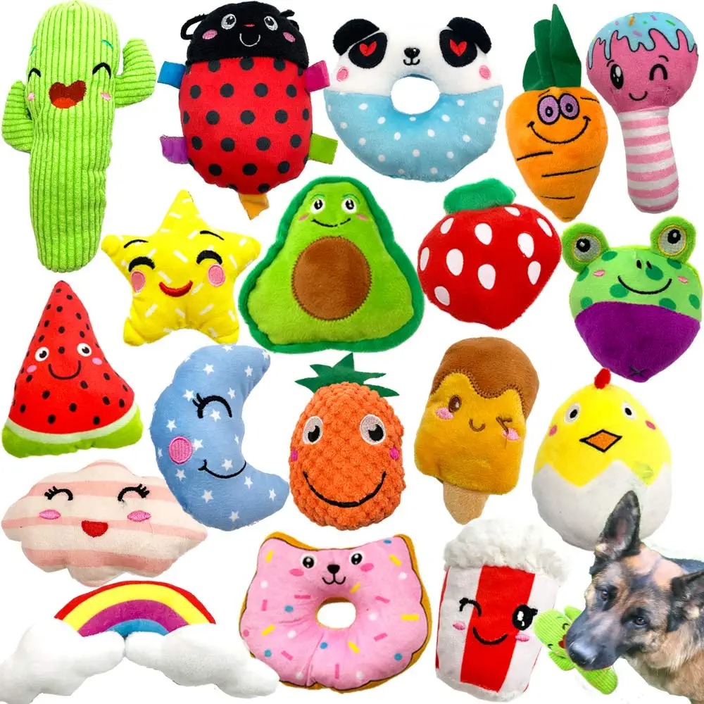 18 Pack Dog Squeaky Toys Cute Stuffed Pet Plush Toys 