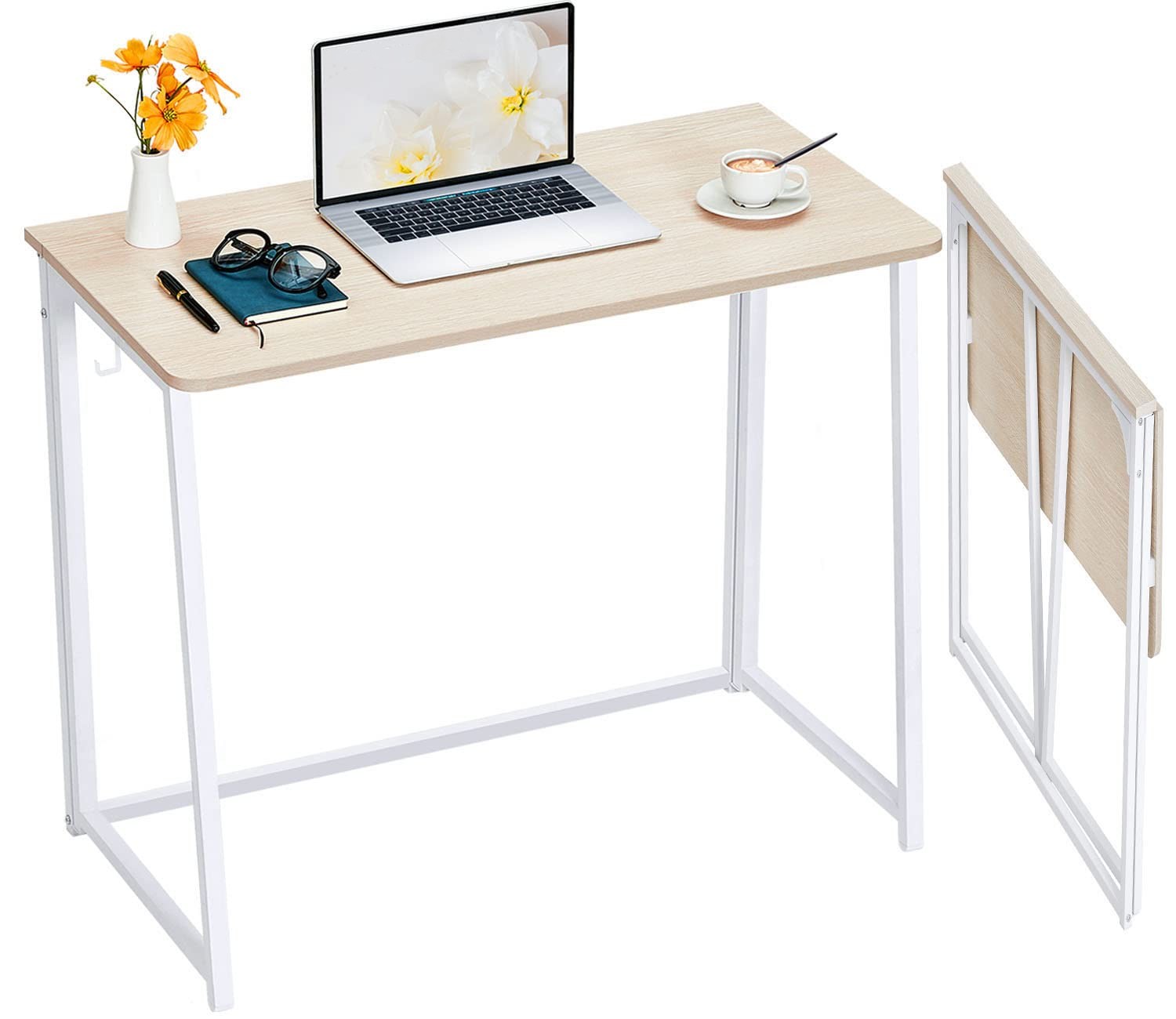 Folding Desk Small Foldable Desk Space Saving Computer Writing Workstation Home Office