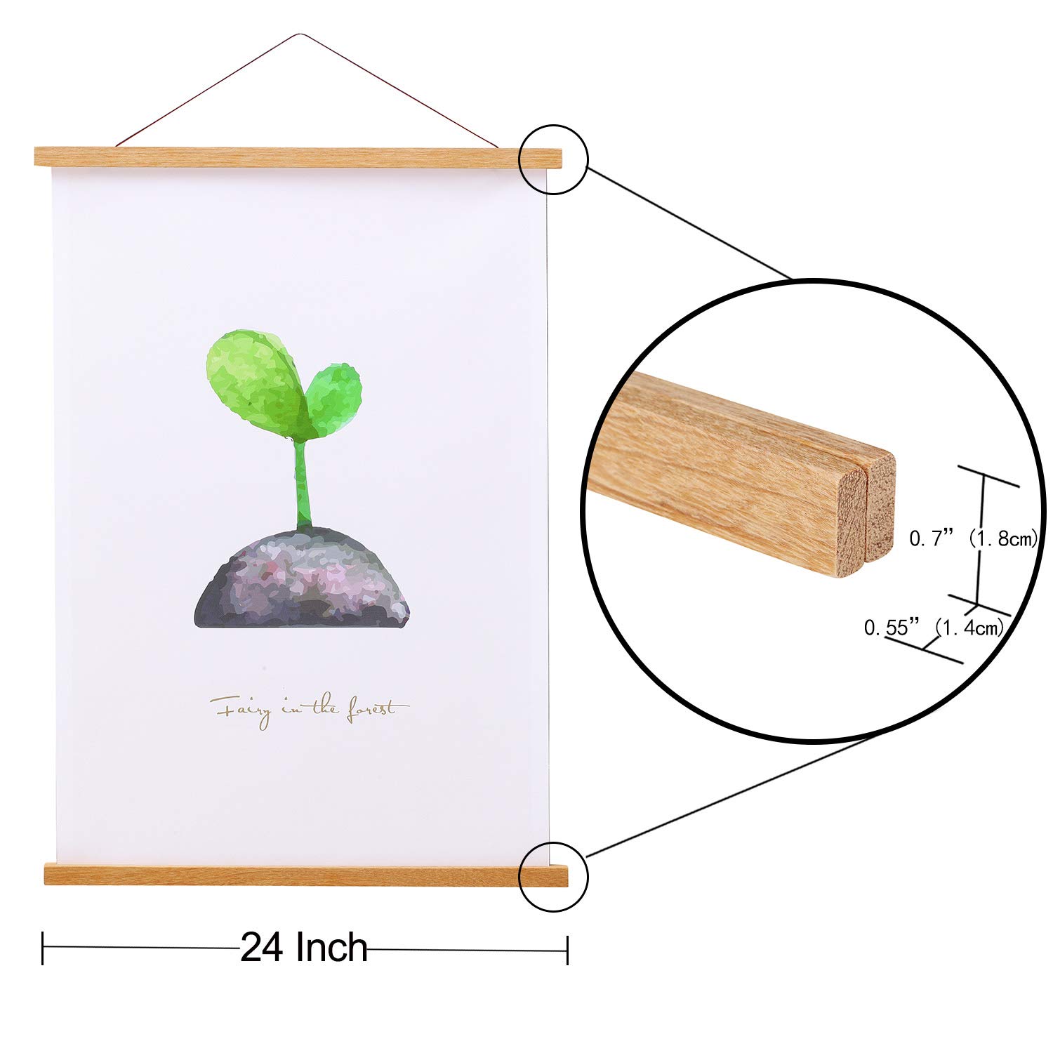 Artmag Kit Di Ganci Magnetici Per Poster Da 50 Cm - Supporto In Legno Di Teak - Per Poster 50x70, Stampe E Quadri Su Tela - Facile Da Montare E Sostituire