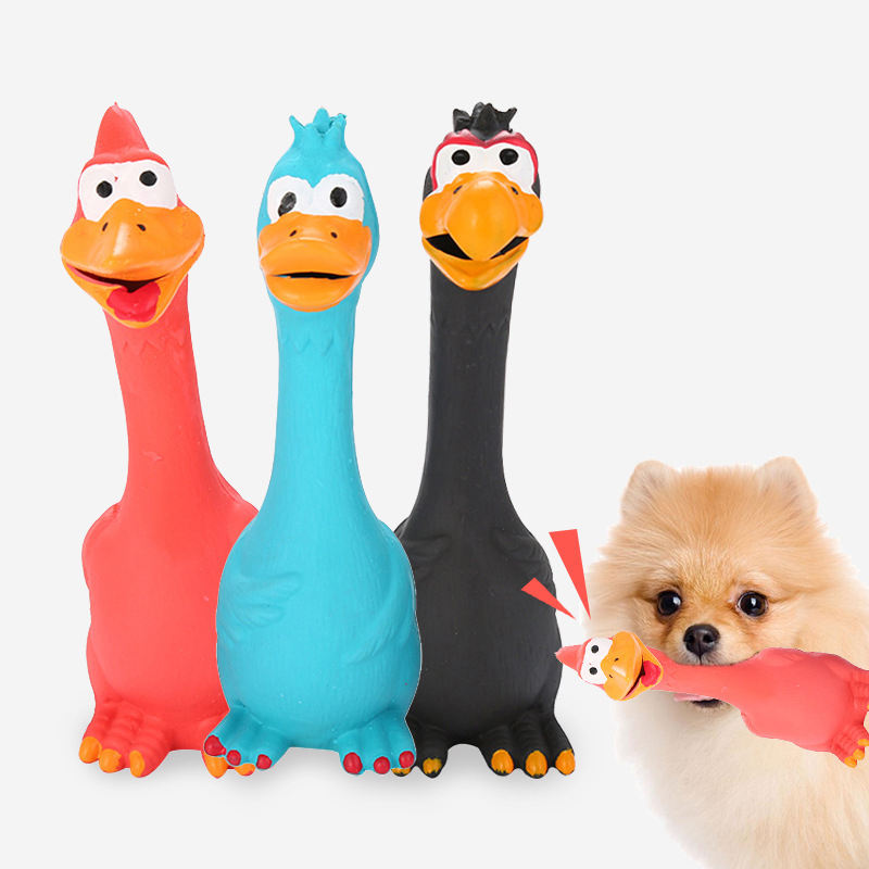Durable Screaming Chicken Pet Chew Toys Natural Latex Dog Squeak Toys 