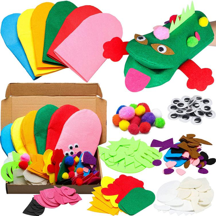  6Pcs Hand Puppet Felt Making Kit for Kids Art Craft