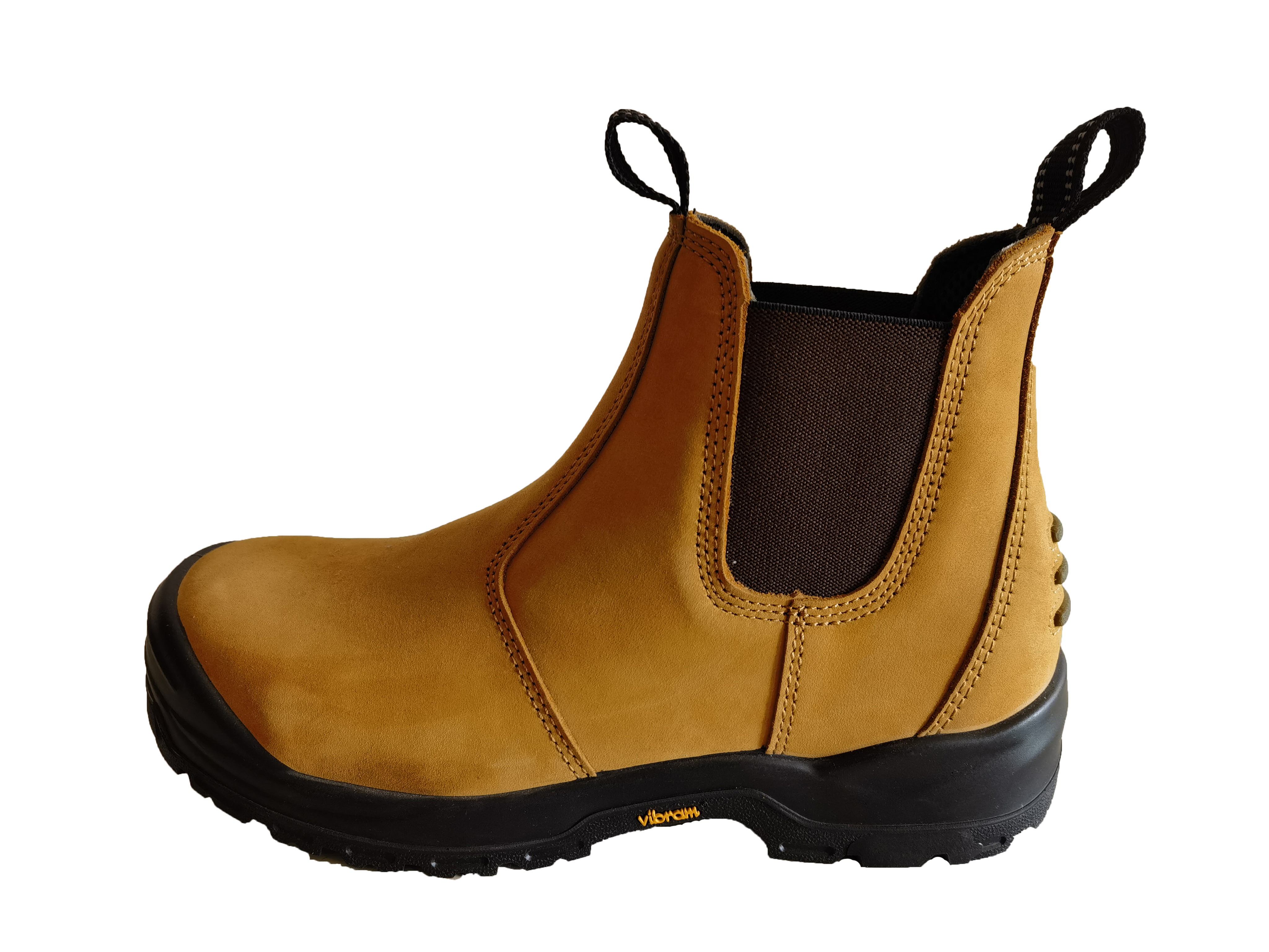 6IN. Wheat Composite Toe Waterproof Slip On Chelsea Work Boots vibram sole