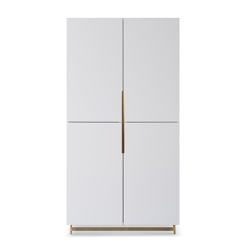  Two Door High Stanard Modern Luxury Lacquer Stainless Steel Wardrobe Wooden Metal Home Bedroom Furniture Manufacturer China Customized Supplier