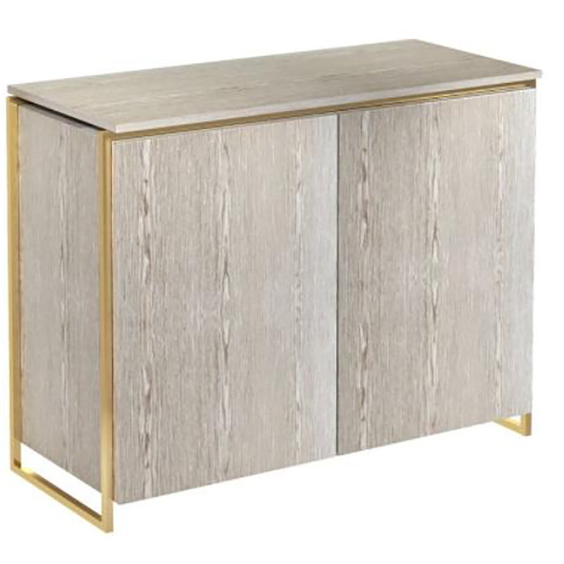 High Quality Contemporary Luxury Veneered Stainless Steel Two Door High Sideboard Cabinet Wooden Metal Home Living Room Furniture Manufacturer China Customized Supplier