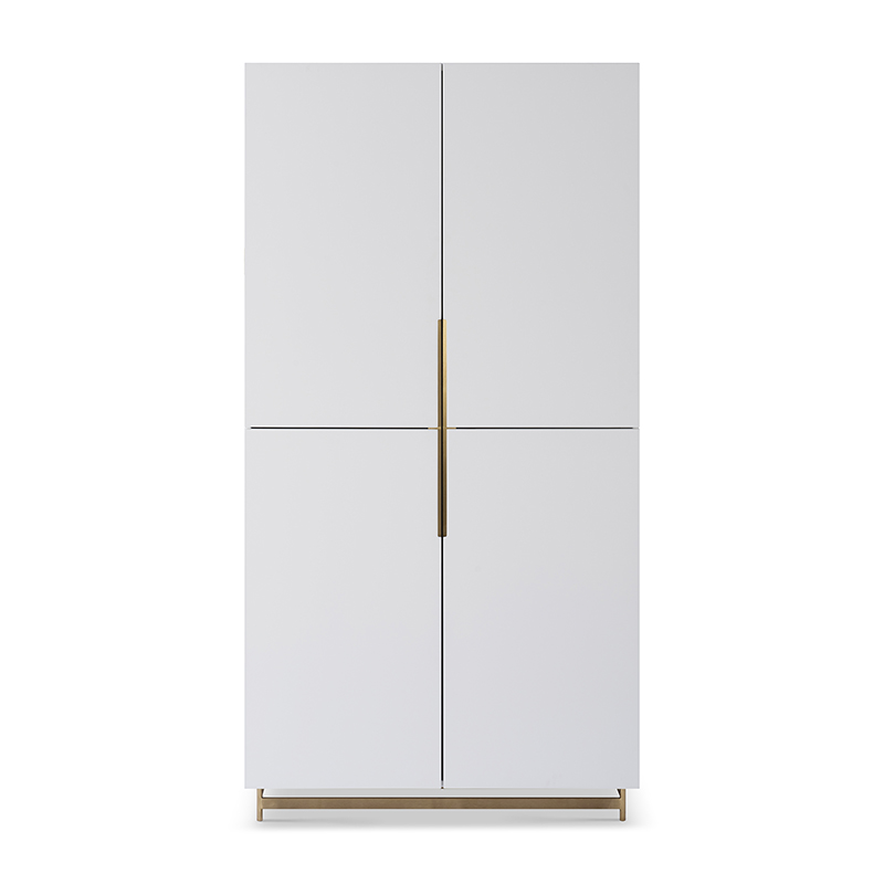 High Quality Modern Luxury Lacquer Stainless Steel Two Door Wardrobe Wooden Metal Home Bedroom Furniture Manufacturer China Custom Supplier