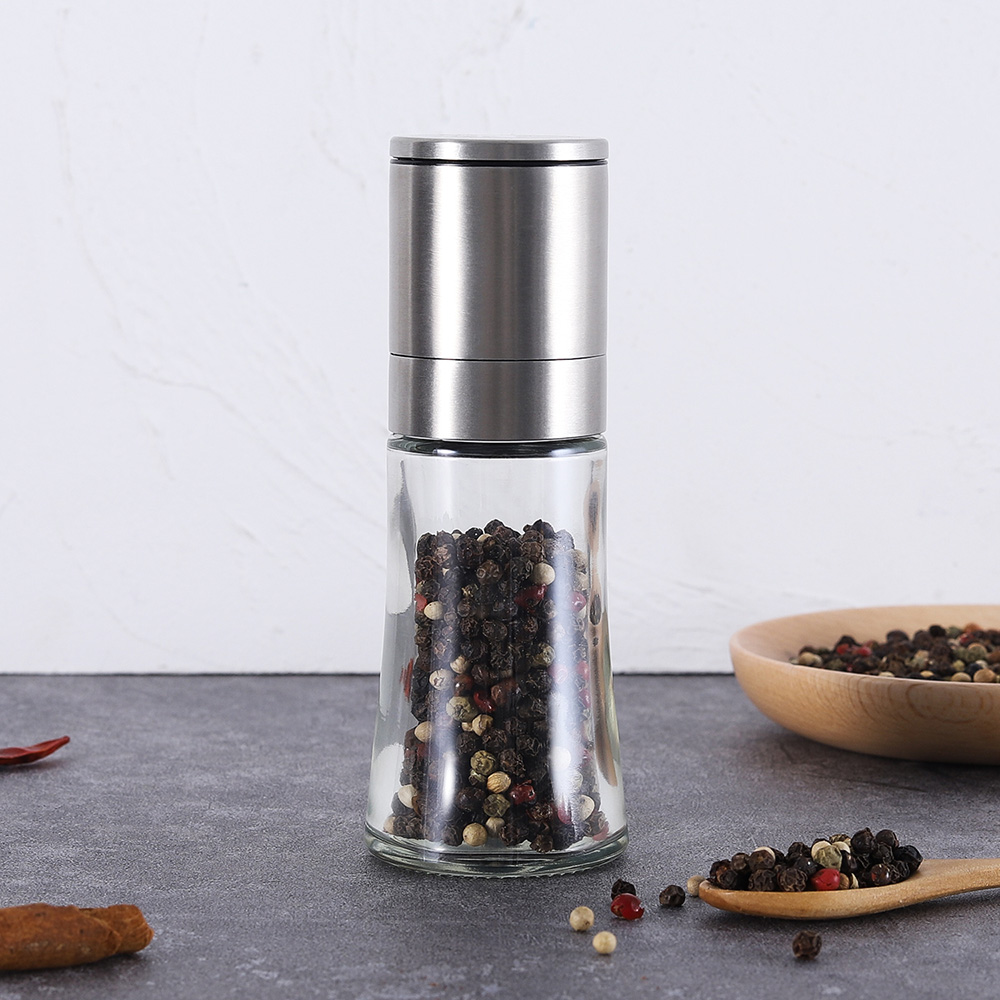Portable Stainless Steel Manual Pepper Mill with Ceramic Burr