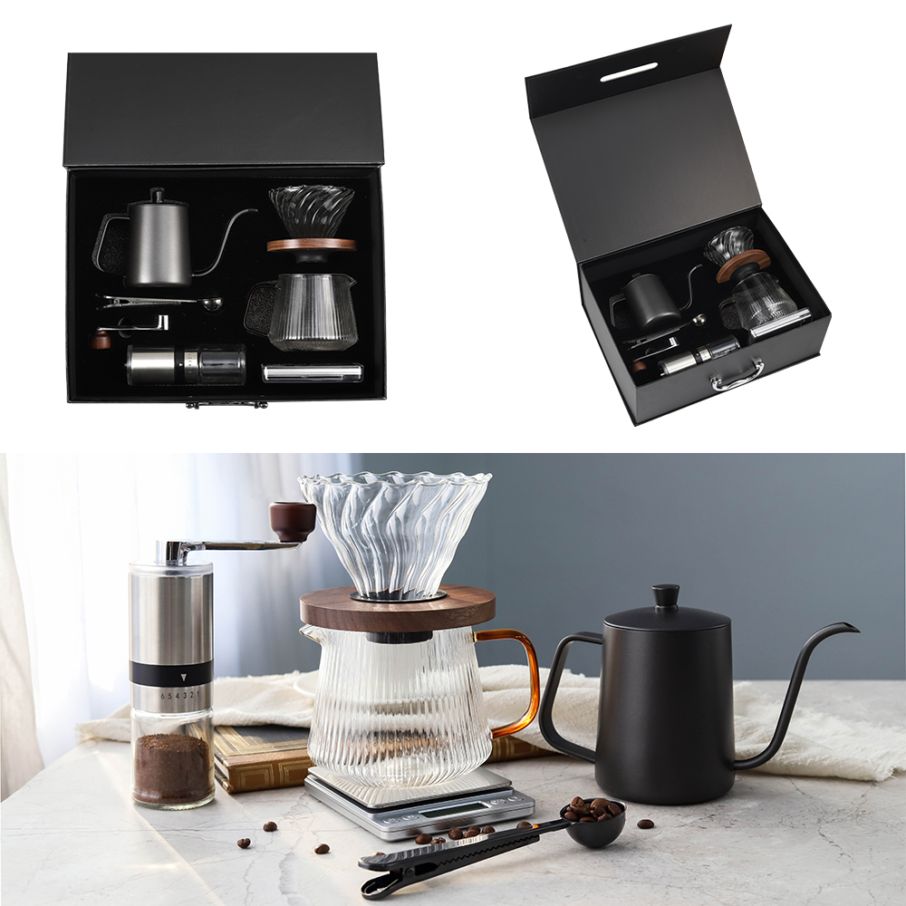 Portable Coffee Gift Set with Box Packaging and Essential Accessories