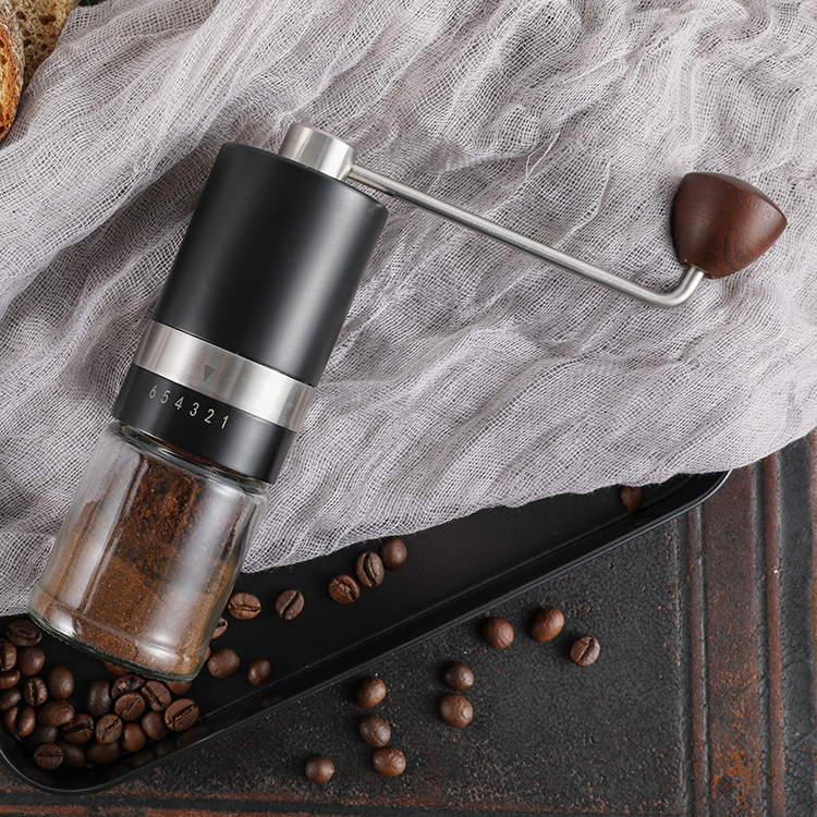 Compact Hand-Crank Stainless Steel Coffee Grinder with Mini Conical Steel Burr
