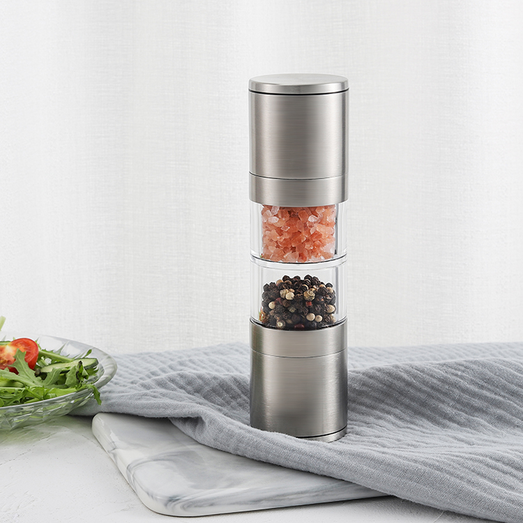 2 in 1 Stainless Steel Manual Salt and Pepper Grinder with Acrylic Body