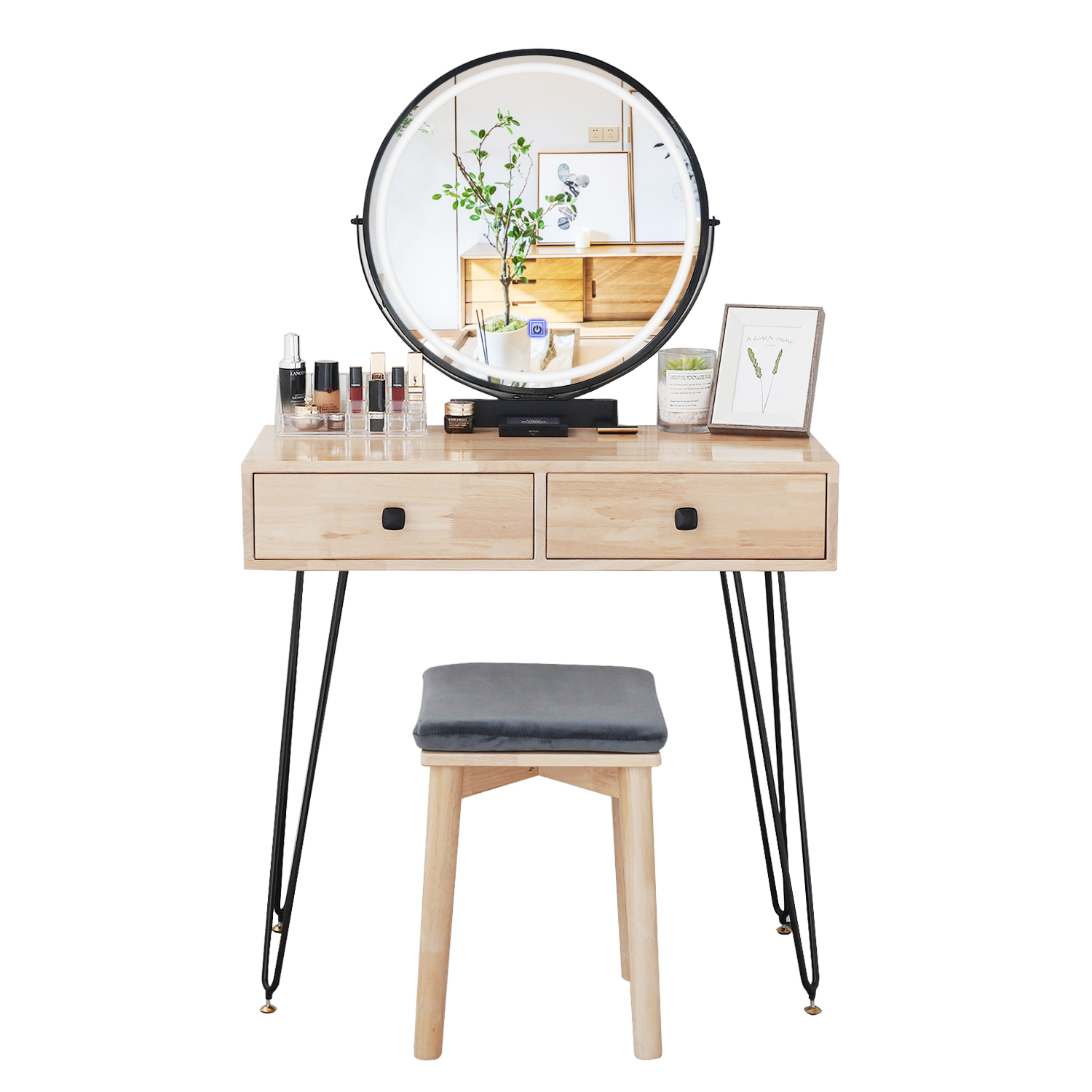 HW1105 Adjustable Color Temperature Vanity Desk with Mirror