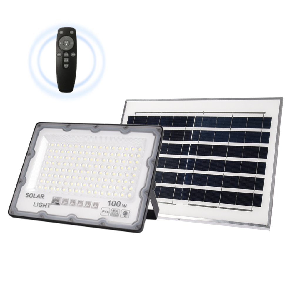 SFL6601 Various Wattage Optional Plastic Shell Infrared Remote Control Solar Flood Light with Battery Indicator Light