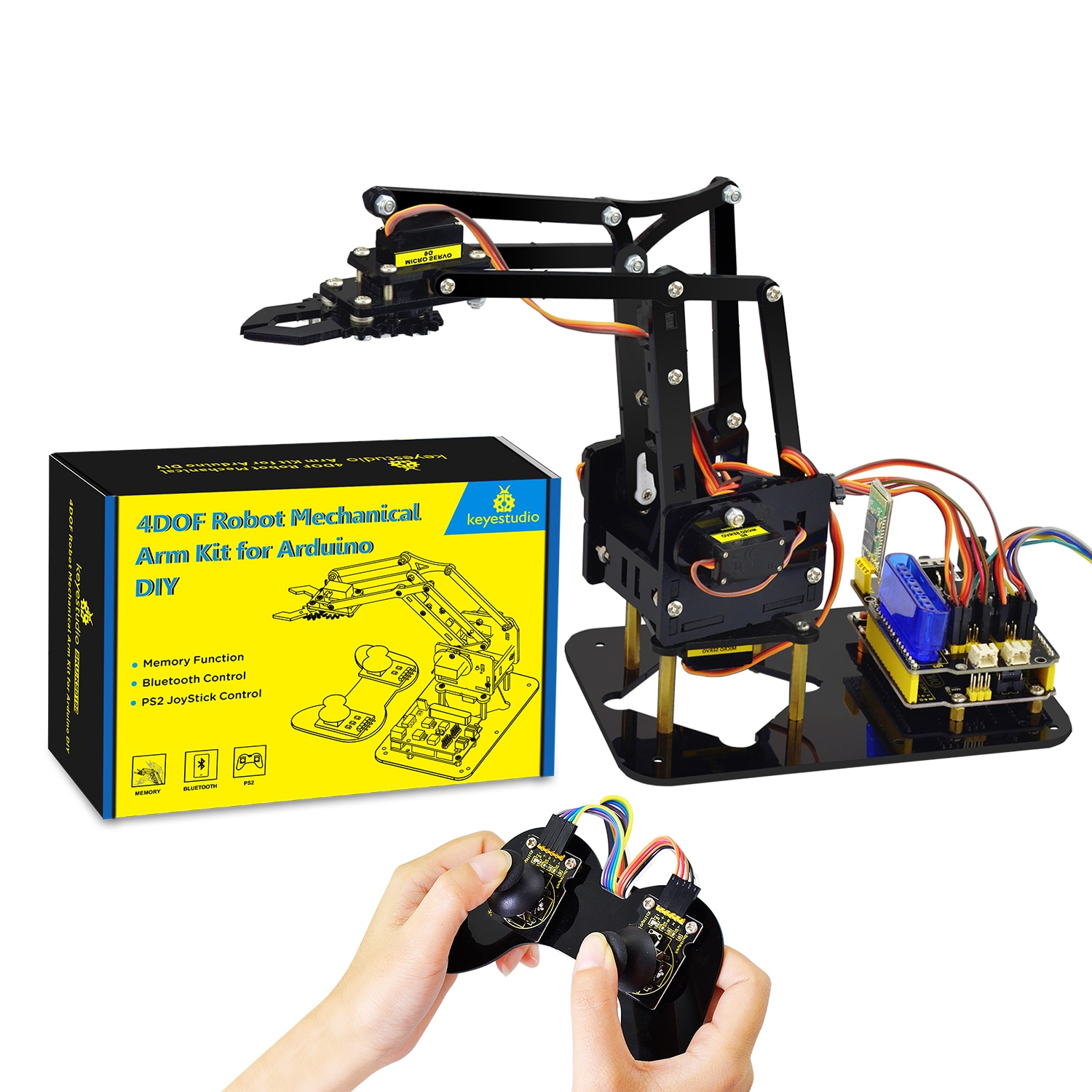 4DOF Acrylic Toy Robot Mechanical Arm Claw Kit for Arduino DIY Robot - Only Robotics