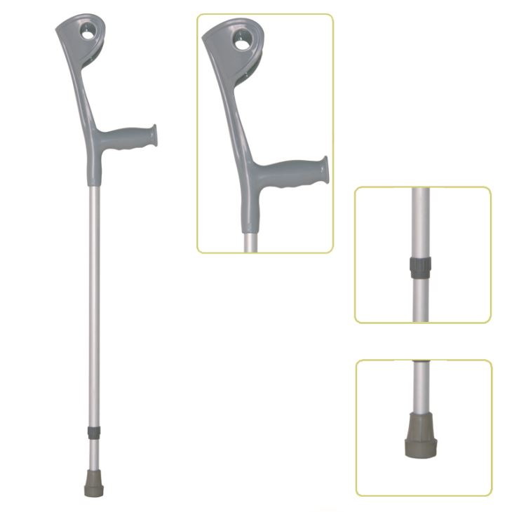 Height Adjustable Lightweight Walking Forearm Crutch With Comfortable Handgrip, Gray
