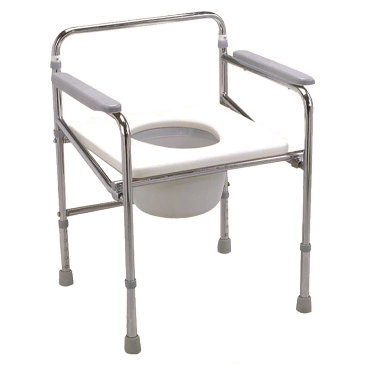 JL896a Folding Steel Commode Chair With Plastic Armrests