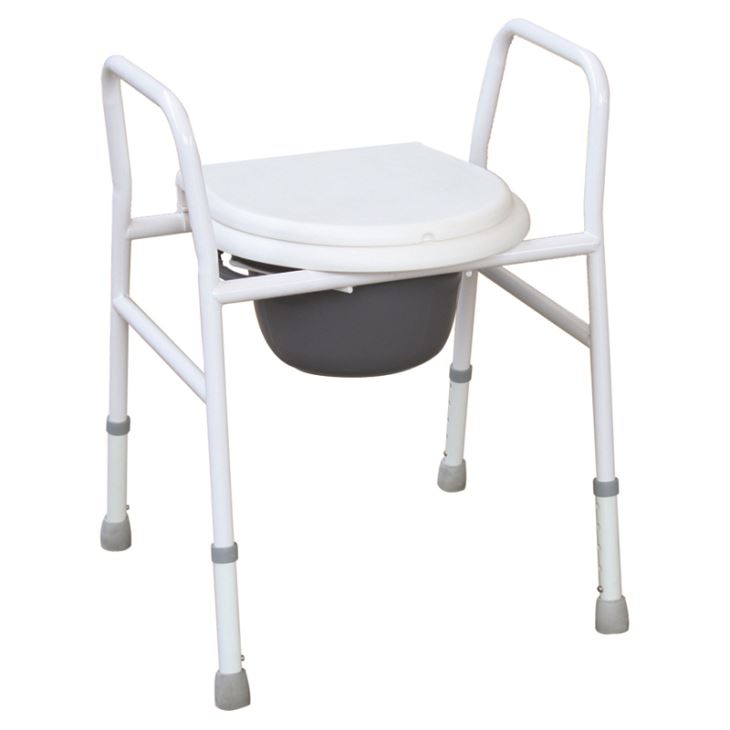 shower commode chair with wheels Powder Coated Steel Commode Chair With Armrests
