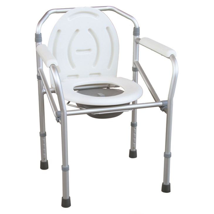 Aluminum Lightweight Folding Commode Chair With Plastic Armrests