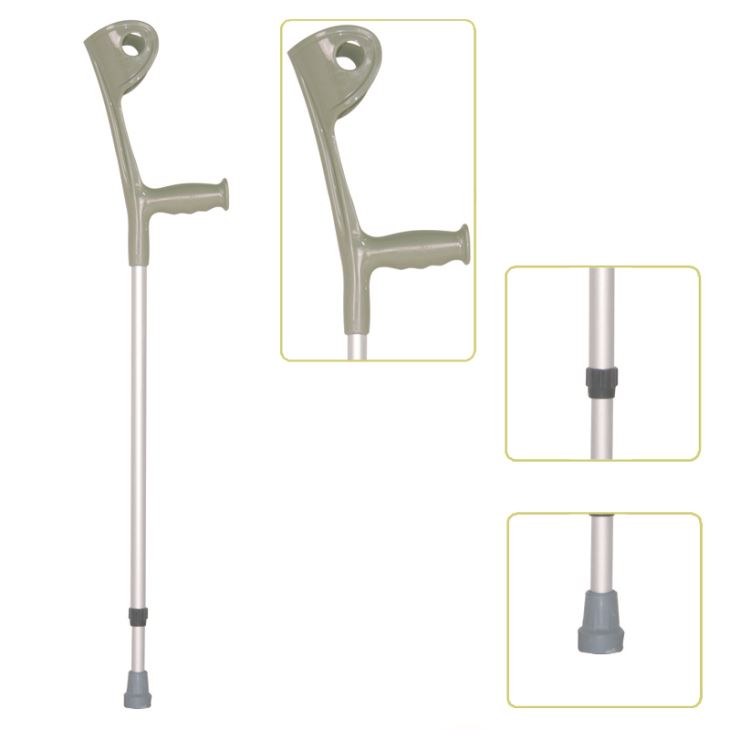 Height Adjustable Lightweight Walking Forearm Crutch With Comfortable Handgrip, Light Green