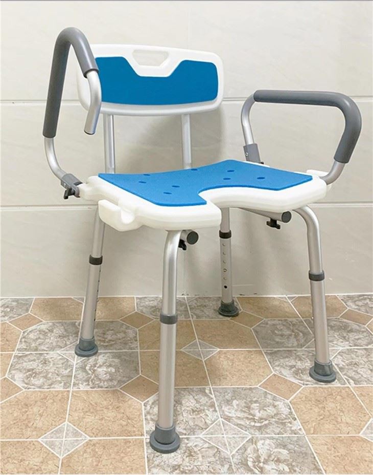  Flip-Up Armrest Shower Chair Elderly Home Care Disabled Bath Chair