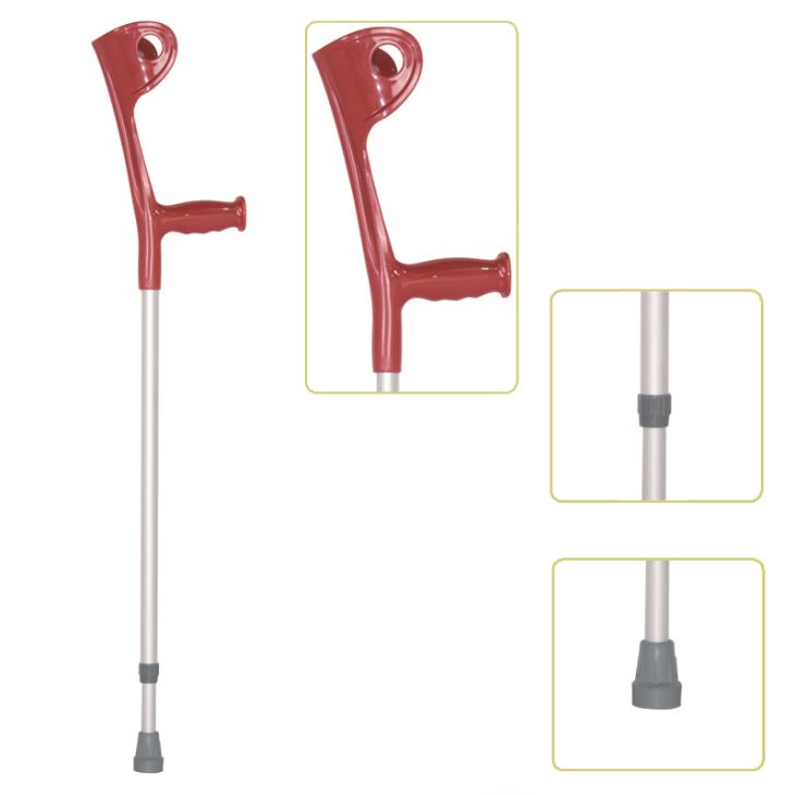 types of crutches forearm Height Adjustable Lightweight Walking Forearm Crutch With Comfortable Handgrip, Red