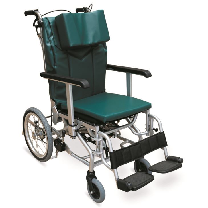 Attractive Green Reclining Wheelchair With Height Adjustable Armrests, Swing Away Footrests