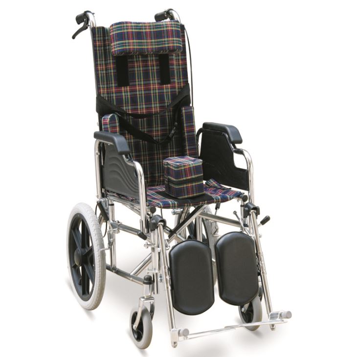 Chromed Reclining Wheelchair With Flip Back Armrests, Detachable & Elevating Footrests, MAG-Style Wheels