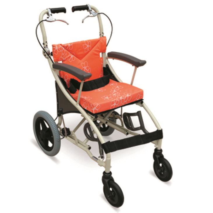 Comfortable Pediatric Transport Wheelchair With Flip Up Footrests, Drop Forward & Back Handles & PU Casters