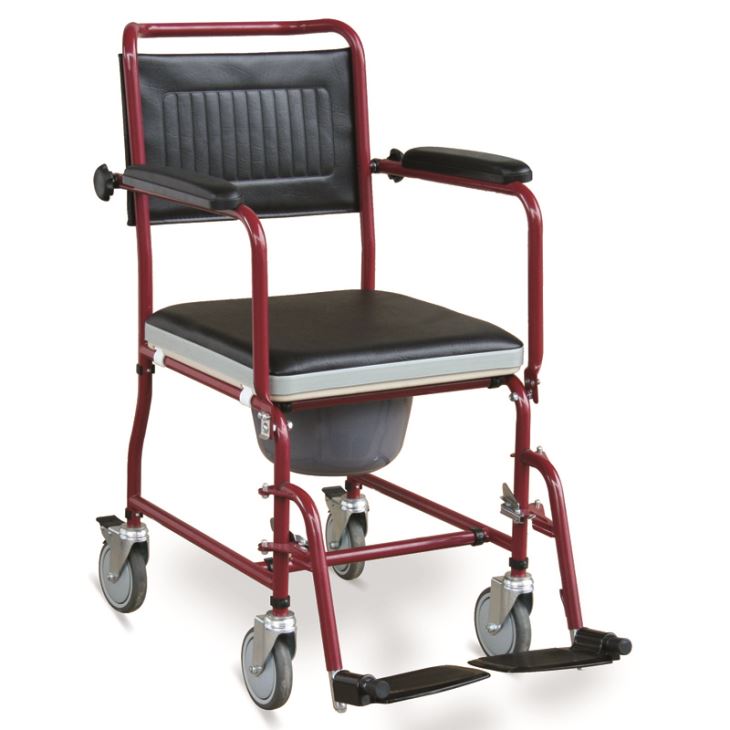 JL6921a Commode Wheelchair With Flip Down Armrests & Detachable Footrests,
