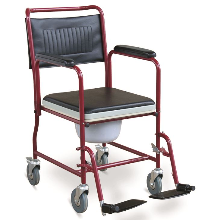 Commode Wheelchair With Detachable Armrests & Footrests