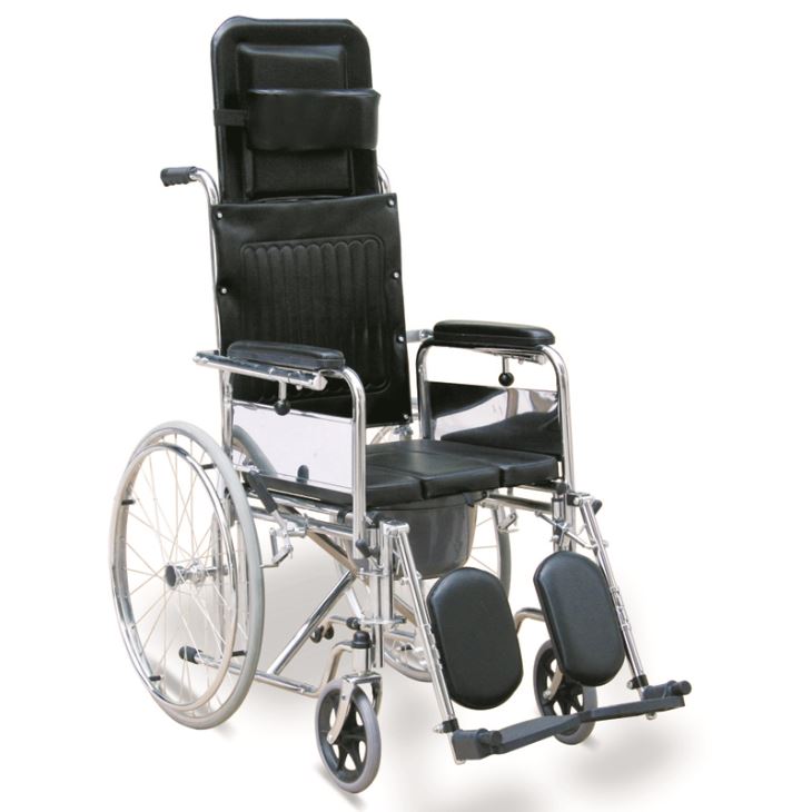 U Notch Reclining Commode Wheelchair