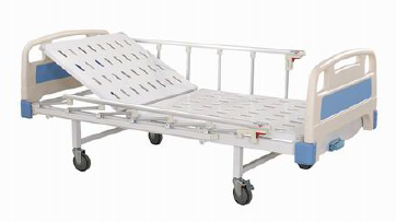 Manual Hospital Bed with Mattress Side Railings and Wheels