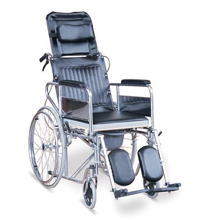 Comfortable Reclining Commode Wheelchair
