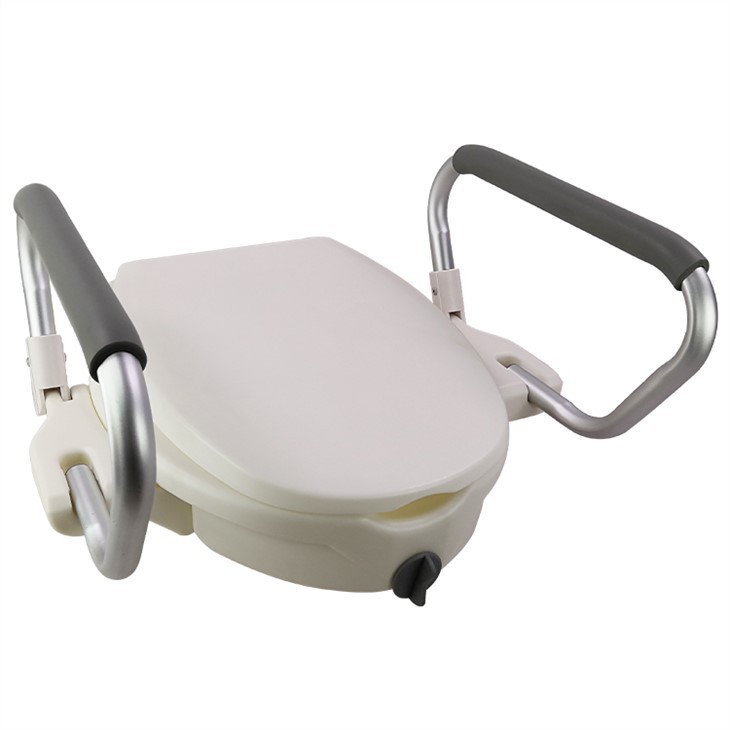 High Density Polyethylene Portable Elevated Raised Toilet Seat With Detachable Armrest