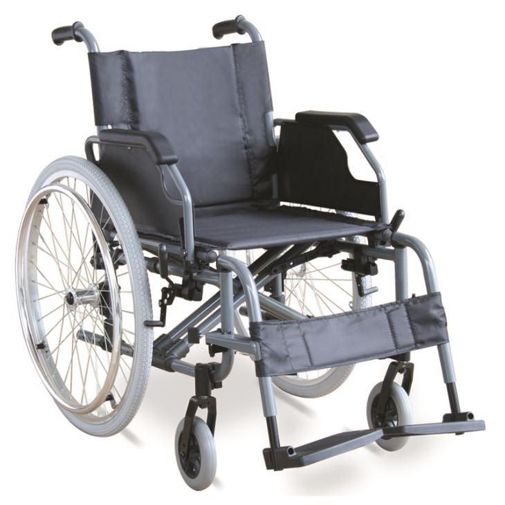Lightweight Folding Wheelchair With Flip Back Armrests & Detachable Footrests