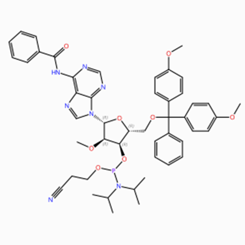 C48H54N7O8P Adenosine, N-benzoyl-5′ -O- [bis(4-methoxyphenyl)phenylmethyl]-2′ - O-methyl-, 3′ - [2-cyanoethyl N,N-bis(1-methylethyl)phosphor amidite] (ACI)