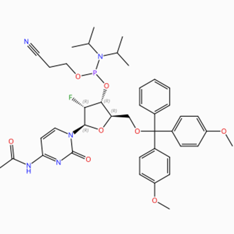 C41H49FN5O8P Cytidine, N-acetyl-5′ -O- [bis(4-methoxyphenyl)phenylmethyl]-2′ - deoxy-2′ -fluoro-, 3′ - [2-cyanoethyl N,N-bis(1-methylethyl)phosphor amidite] (ACI)