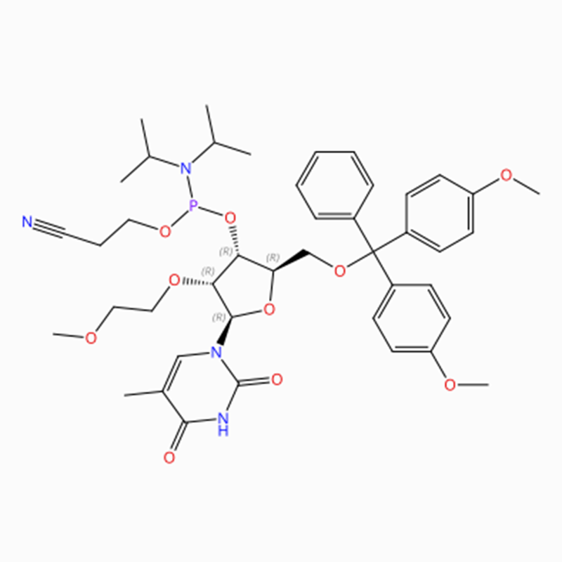 C43H55N4O10P Uridine, 5′ -O- [bis(4-methoxyphenyl)phenylmethyl]-2′ -O-(2-methox yethyl)- 5-methyl-, 3′ - [2-cyanoethyl N,N-bis(1-methylethyl)phosphor amidite] (ACI)