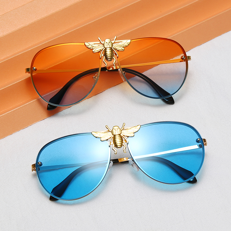 OEM&ODM Sunglasses 2021 New Style Bee Inlay Metal Cool Sunglasses