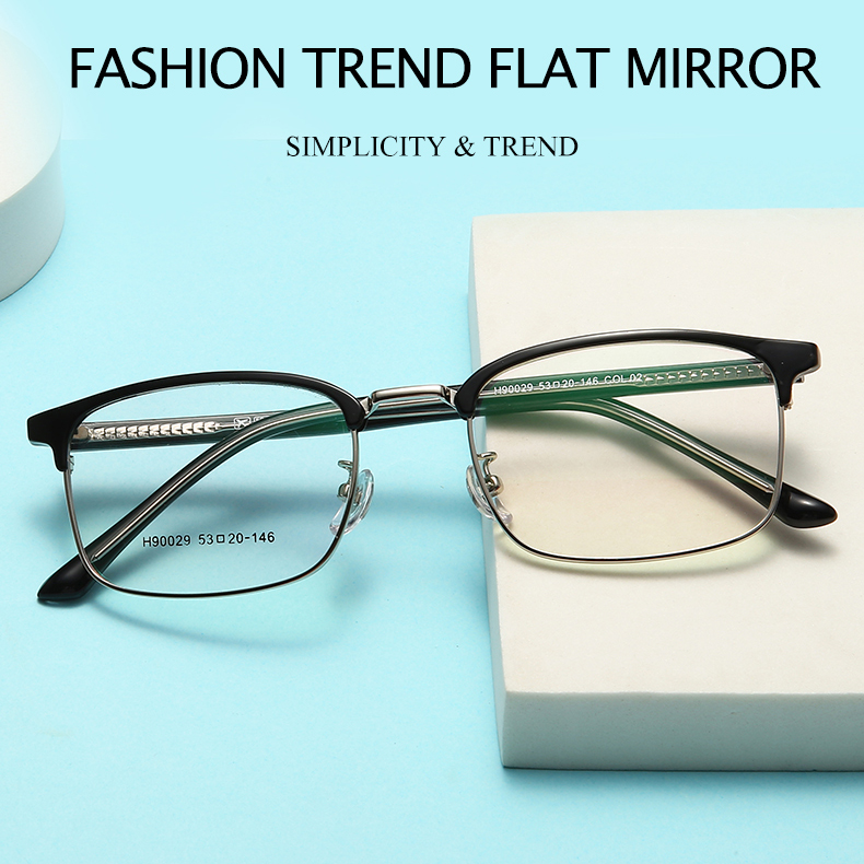 Customize the OEM/ODM logo of fashionable half-frame metal anti-blue glasses.