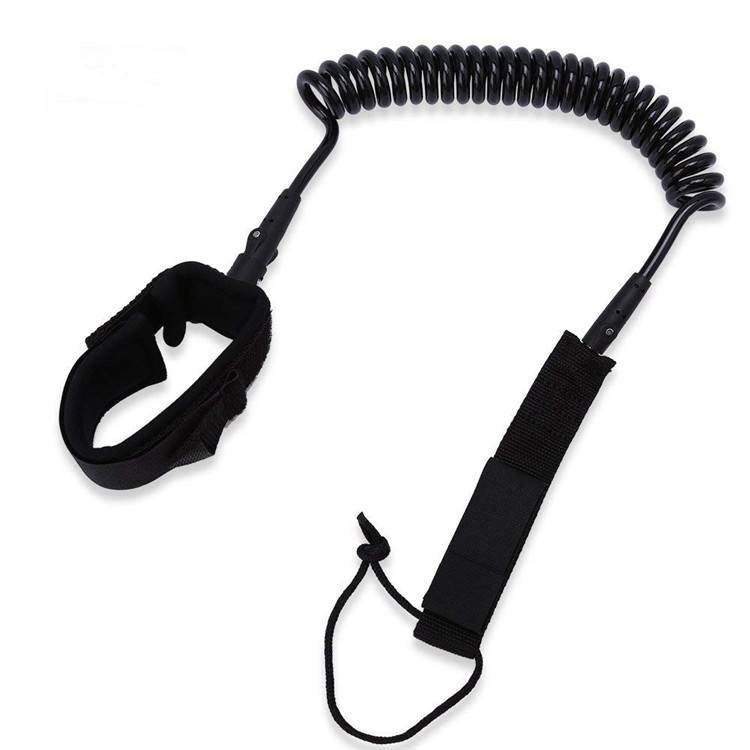 Surfboard Leash Coil SUP Rope Padded Neoprene Ankle Cuff and Double Swivels Anti-Rust for Surfing