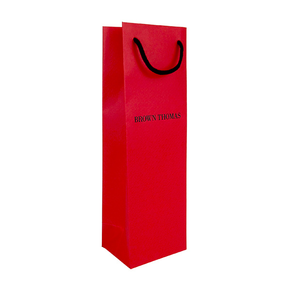 Custom High-End Red Wine Bottle Shopping Carrier Gift Paper Bag