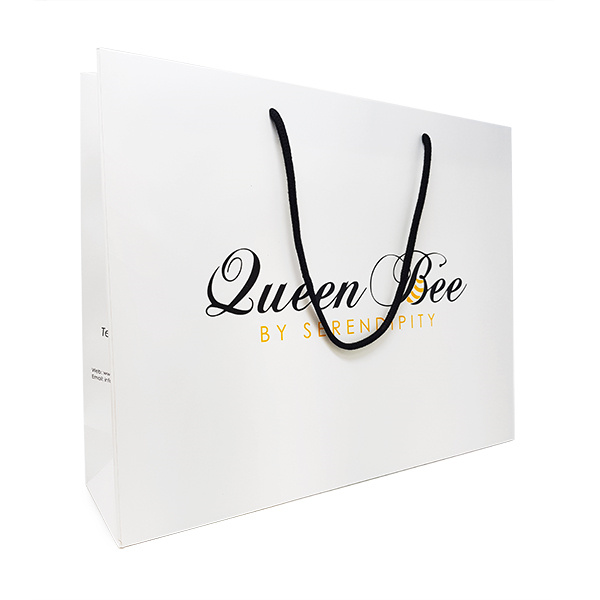 Personalized Printing White Black Gift Craft Kraft Clothing Shopping Bags Paper with Handle Custom Logo