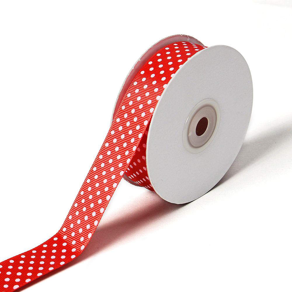 Dots printed grosgrain ribbon lovely series polyester christmas decoration ribbon roll (100 yards/roll)